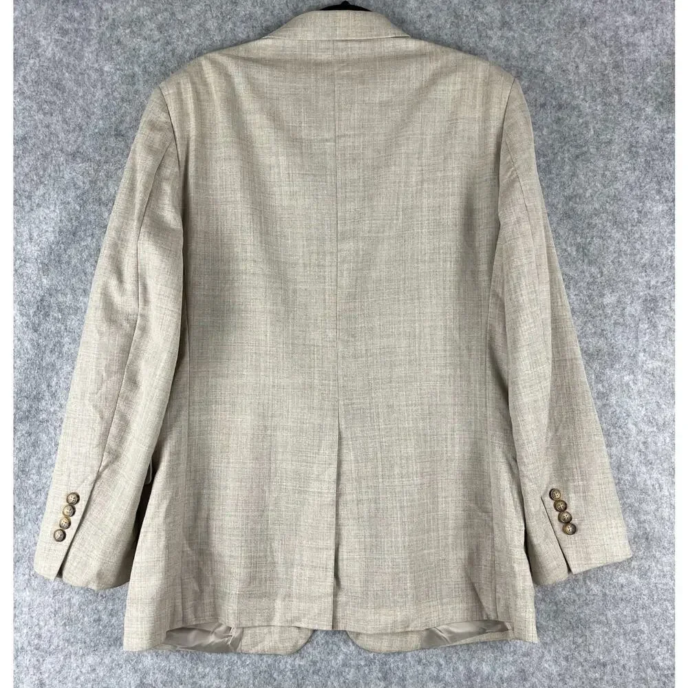 Brooks Brothers‎ Regent Fit Blazer Sport Coat Mens 42R Beige Wool Ramie 2 Button